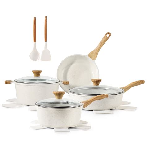 SENSARTE Nonstick Ceramic Cookware Set 13-Piece, Healthy Pots and Pans Set, Non-toxic Kitchen ...