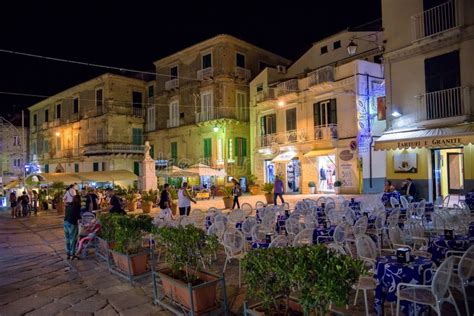 Tropea old town by night editorial photography. Image of chair - 114170987