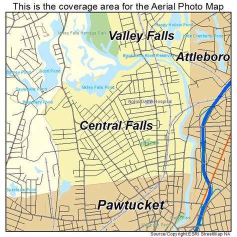 Aerial Photography Map of Central Falls, RI Rhode Island