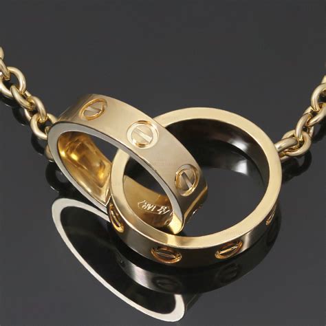 CARTIER Love 18k Yellow Gold Double Circle Pendant Necklace-