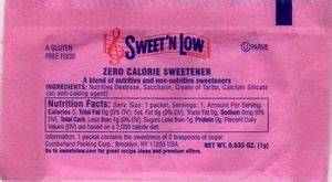 Sweet N Low Nutrition Label - Label Ideas