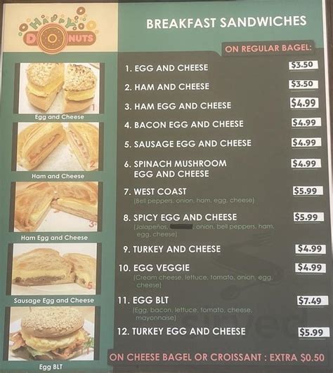 Happy Donuts & Bagels menu in Ukiah, California, USA