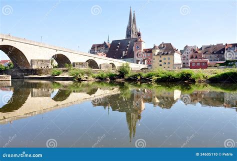 City of Regensburg and the Old Bridges, Germany, Europe Stock Photo ...