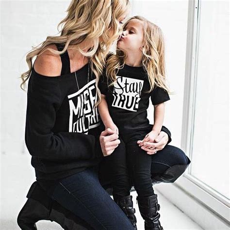 Matching mommy and daughter outfits! Black jeans, black shirts, black ...