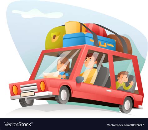 Family car travel cartoon design Royalty Free Vector Image