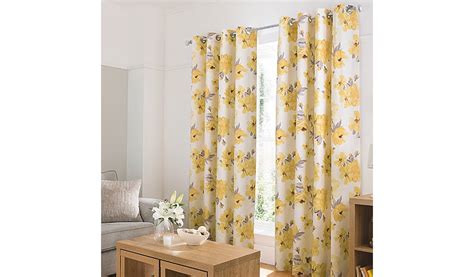 George Home Yellow Watercolour Floral Curtains | Curtains | George at ASDA