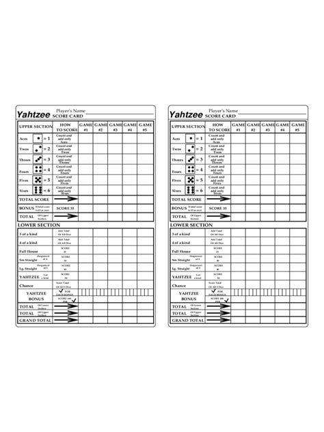 2024 Yahtzee Score Sheet - Fillable, Printable PDF & Forms | Handypdf