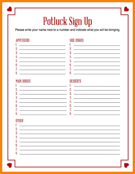 Template Printable Halloween Potluck Sign Up Sheet