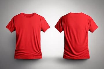 Camisetas vermelhas masculinas realistas de fotos com espaço para cópia frontal e traseira ...