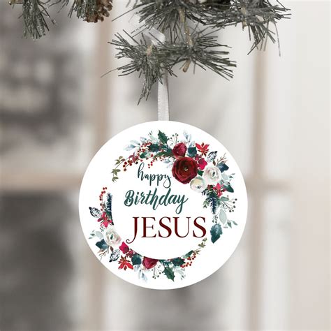 Happy Birthday Jesus Ornament, Watercolor Christmas, Christian ...