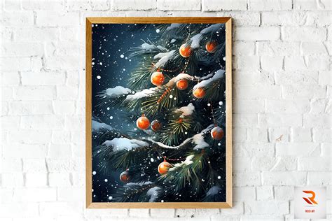 Beautiful Christmas Tree Branch Wall Art Graphic by Ricco Art ...