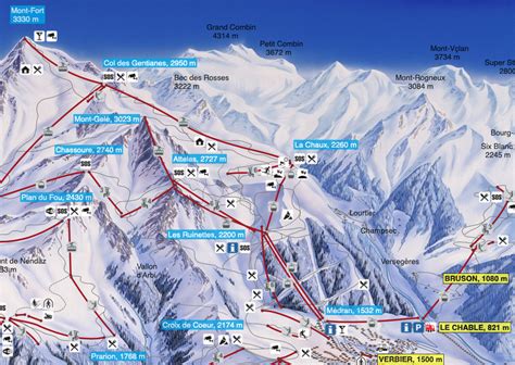 Verbier live piste map with lift status - Element Ski School Verbier