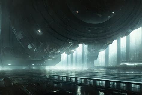 Space Station Futuristic Interior Stock Illustration - Illustration of ...