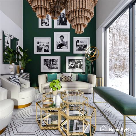 Green & Gold living room Hollywood Glam style Inspiration made on ...