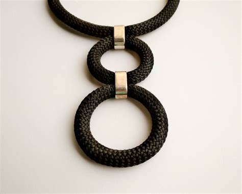 Bold Black Rope Necklace for Woman Geometric Statement - Etsy