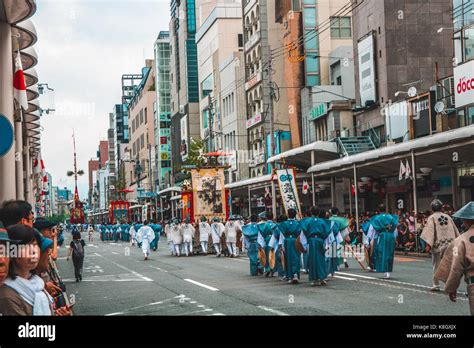 Gion Matsuri Floats are wheeled through the city in Japans most famous ...