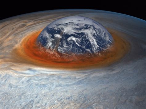 Earth compared to size of Jupiter's great red spot : woahdude