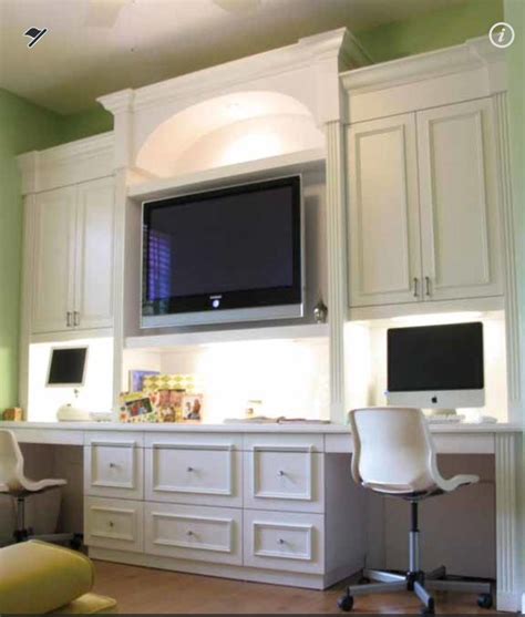 Maybe something like this for my den/tv room...... | Office built ins, Built in desk, Home ...