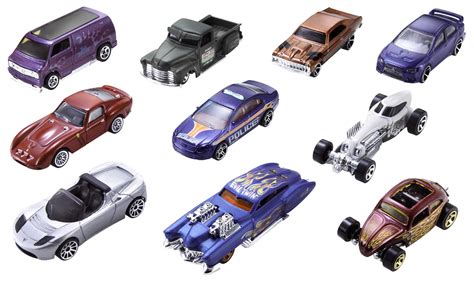 Buy Hot Wheels Set of 10 Toy Cars & Trucks in 1:64 Scale, Race Cars ...