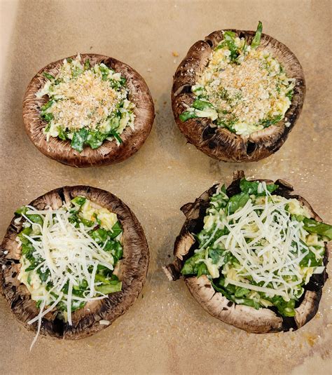 Spinach and Cheese Stuffed Portobello Mushroom Caps