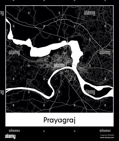 Minimal city map of Prayagraj (India AsiaMinimal city map of Prayagraj ...