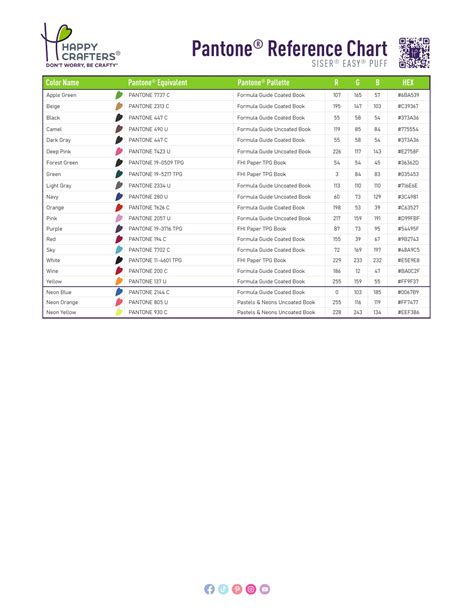 Easy® Puff Color Reference Chart