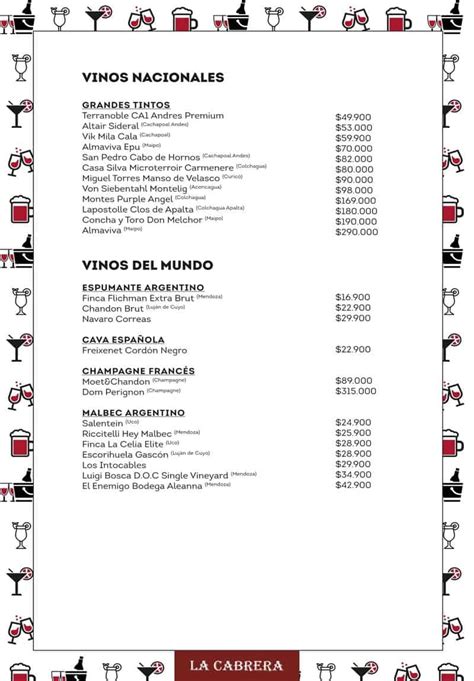 La Cabrera Menu with Prices | Santiago Chile - Best Restaurants and Bars