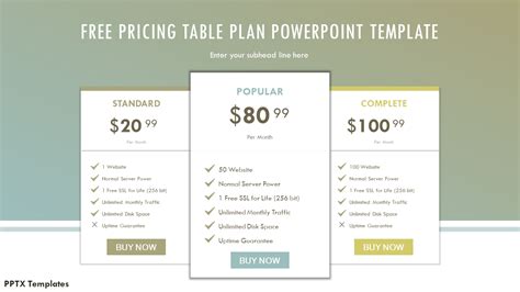 Download Simple Pricing Table Plan Brain Powerpoint Infographic Template