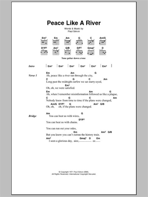 Peace Like A River by Paul Simon Sheet Music for Guitar Chords/Lyrics at Sheet Music Direct