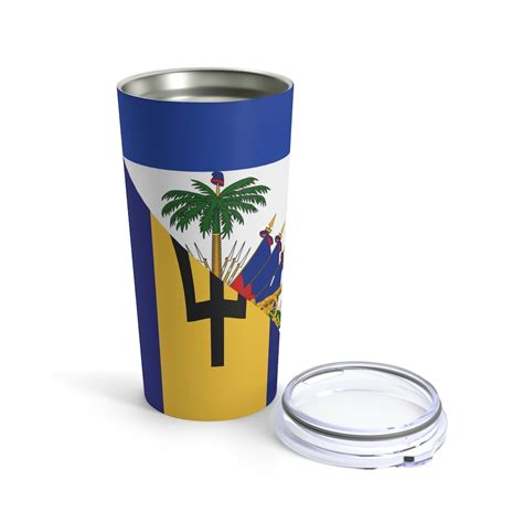 Haitian Bajan Flag Half Haiti Barbados Tumbler 20oz Beverage Container ...