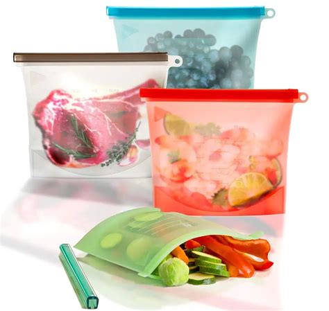 1000ml Silicone Food Bag Fresh Sealed Bags Reusable Preservation Bags ...