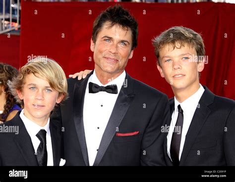 Rob Lowe with his sons Matthew Edward Lowe (L) and John Owen Lowe 61st Primetime Emmy Awards ...