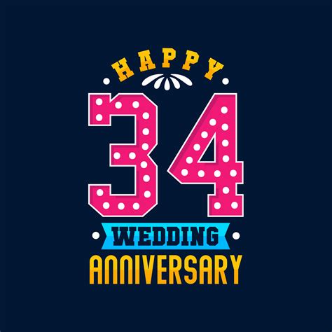 Happy 34th Wedding Anniversary celebration 9728401 Vector Art at Vecteezy