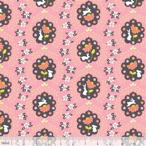 Bunny Fabric Cute Bunny Rabbit Fabric Pink Rabbits and