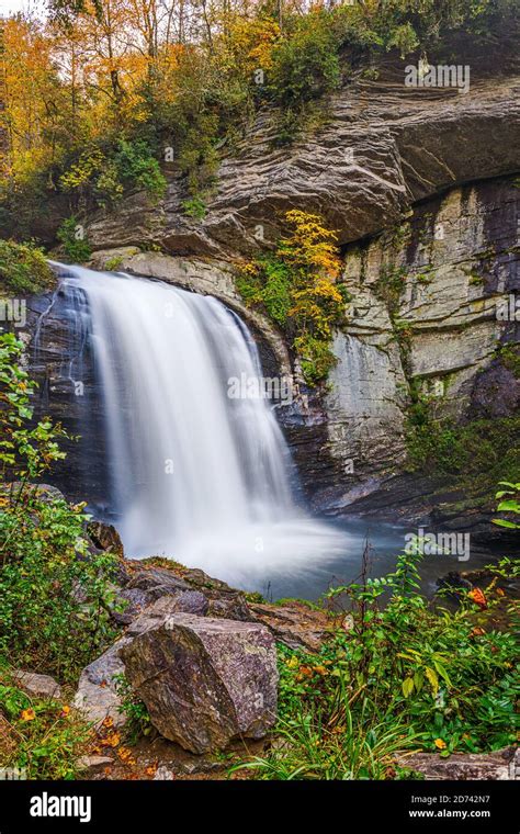 Looking Glass Falls in Pisgah National Forest, North Carolina, USA with ...