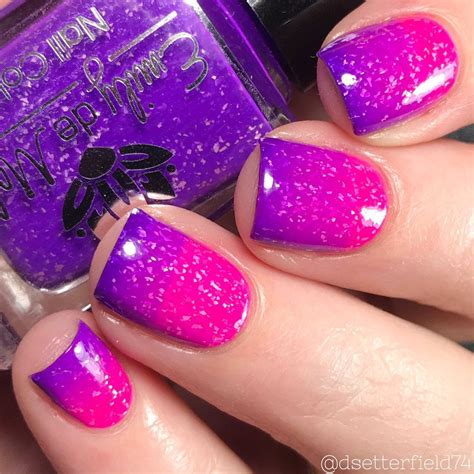 Nail polish - "High Contrast" A pink to purple thermal with silver ...