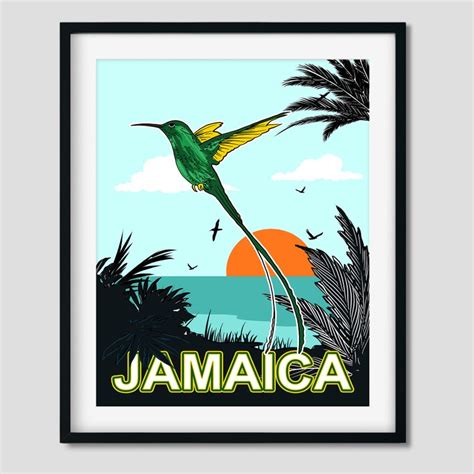 Jamaica Wall Art Vintage Flag Doctor Bird Humming Bird - Etsy