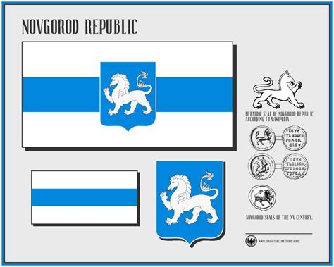 the blue and white flag with two lions on it, is shown in this image