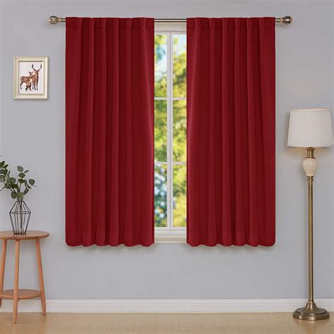 Deconovo Short Red Blackout Curtains Back Tab and Rod Pocket Thermal ...