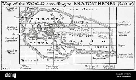 Map of the world according to Eratosthenes, 200 BC. From the book Outline of History by H.G ...