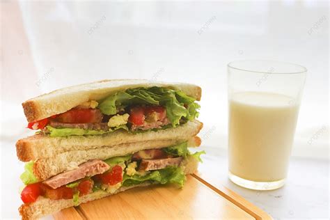 Breakfast Bread Sandwich Milk Background, Breakfast, Milk, Bread ...