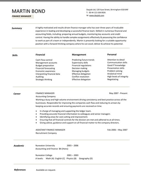 Resume Sample Finance - Get Free Templates