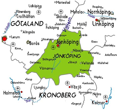 Jonkoping Map Province City | Map of Sweden Political Region Province City