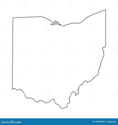 Ohio, State of USA - Solid Black Outline Map of Country Area. Simple ...