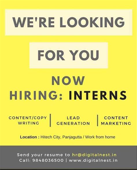 Hiring interns send your resume to hr@***** | Hiring poster, Resume, Digital marketing training