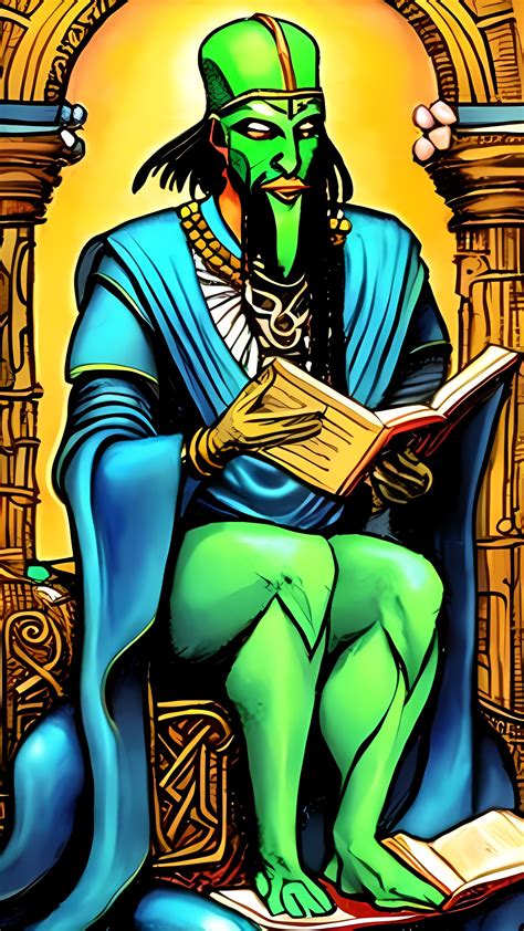 Thoth the Atlantean reading a book of his creation.