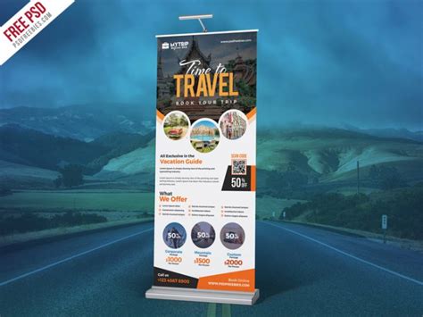 Tour Travel Roll-Up Banner PSD | PSDFreebies.com