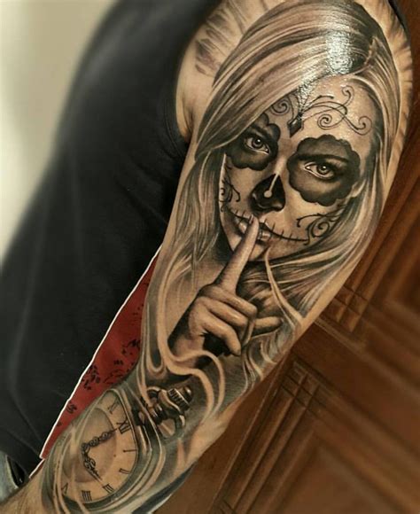 Day of the dead tattoo sleeve Chicano Tattoos, Leg Tattoos, Body Art Tattoos, Girl Tattoos ...