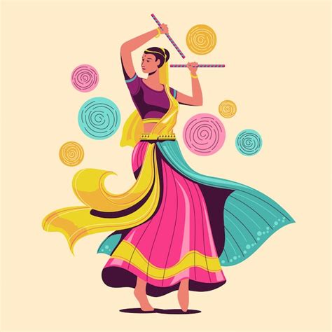 Illustration of woman playing garba dance for india festival | Premium ...