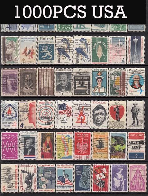 1000 PCS USA No Repeat Postage Stamp Collections From USA With Post ...